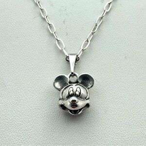 Cute Vintage Disney Sterling Mickey Mouse Pendant Necklace w/ Sterling Chain